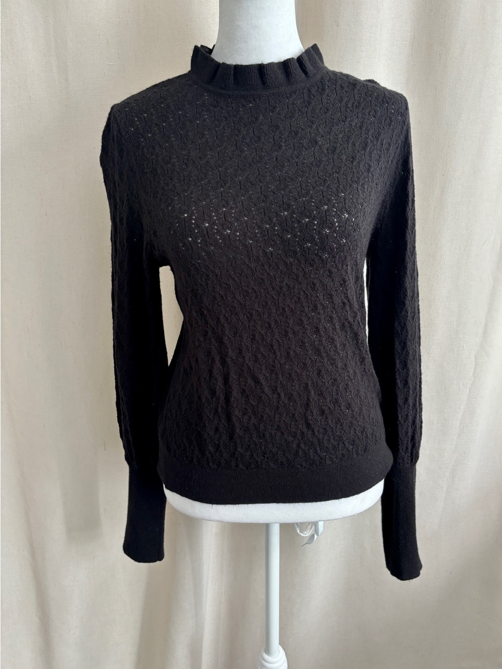 Treasure & Bond Lace Knit Ruffle Collar Sweater — Size S